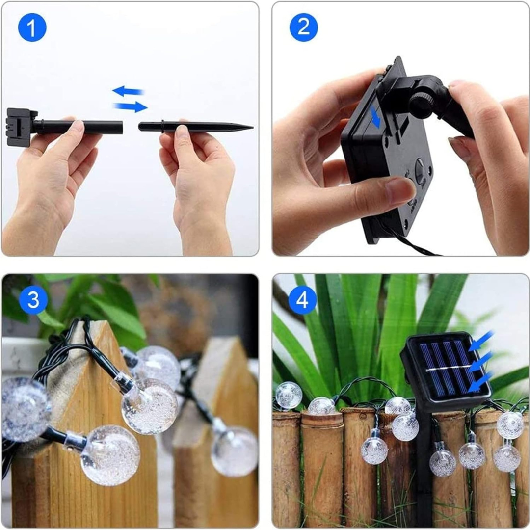 Luzes solares de corda com 20 LEDs (6 metros)