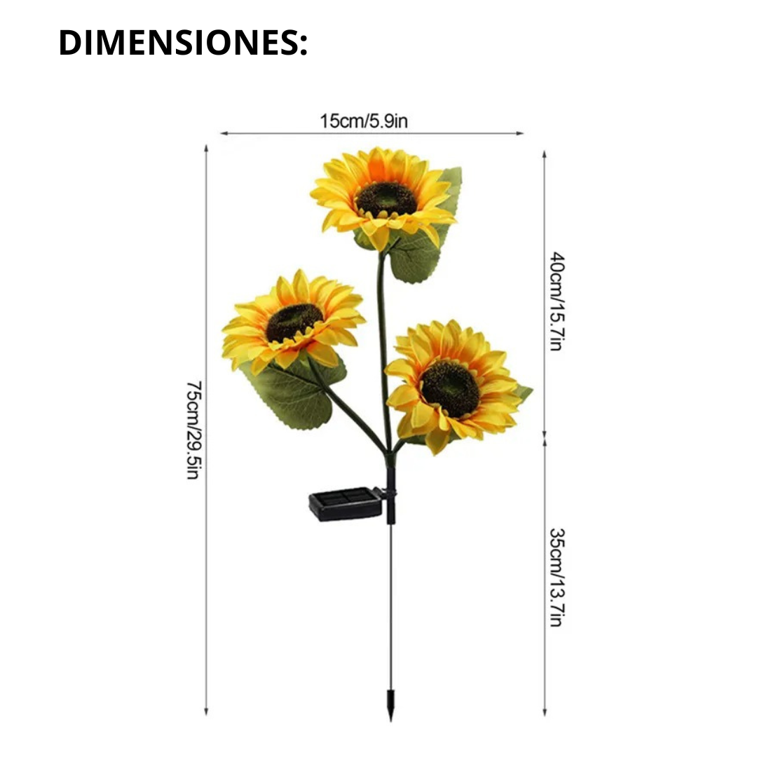 Girasoles Led con carga Solar (3 Cabezas)